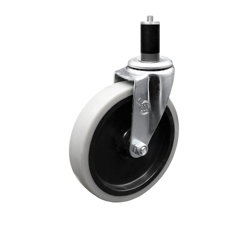 5 Inch Swivel Thermoplastic Rubber Caster Wheel and 1-3/8 Inch Expanding Adapter Stem Caster - 130 lbs. Per Caster - Service Caster Brand — photo 1