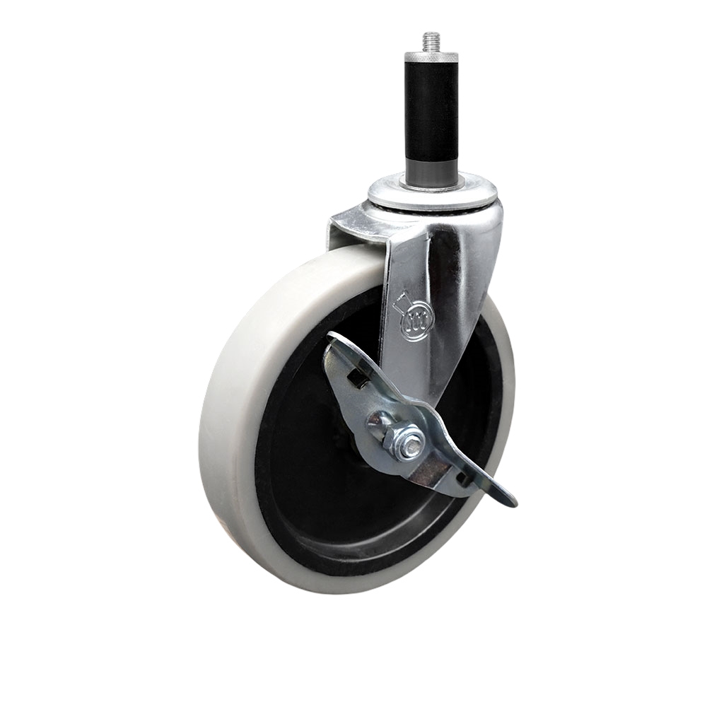 5 Inch Swivel Thermoplastic Rubber Caster Wheel and 1-1/8 Inch Expanding Adapter Stem Caster and Brake - 130 lbs. Per Caster - Service Caster Brand — photo 1