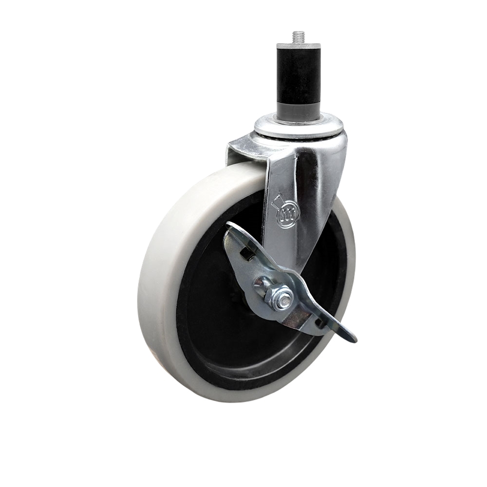 5 Inch Swivel Thermoplastic Rubber Caster Wheel and 1-3/4 Inch Expanding Adapter Stem Caster and Brake - 130 lbs. Per Caster - Service Caster Brand — photo 1