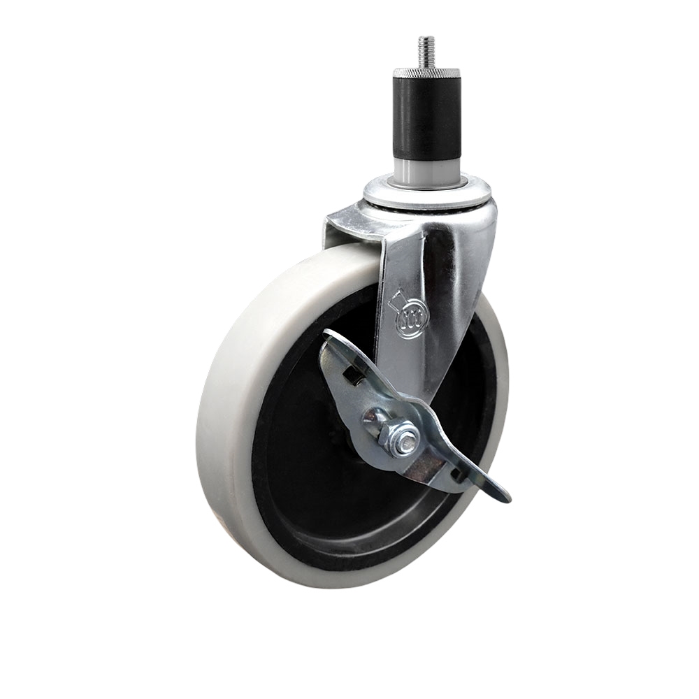 5 Inch Swivel Thermoplastic Rubber Caster Wheel and 1-7/8 Inch Expanding Adapter Stem Caster and Brake - 130 lbs. Per Caster - Service Caster Brand — photo 1