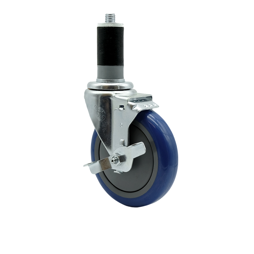Regency Work Table and Equipment Stand Replacement Locking Caster – 5 inch Blue Polyurethane Wheel - Service Caster Brand — photo 1