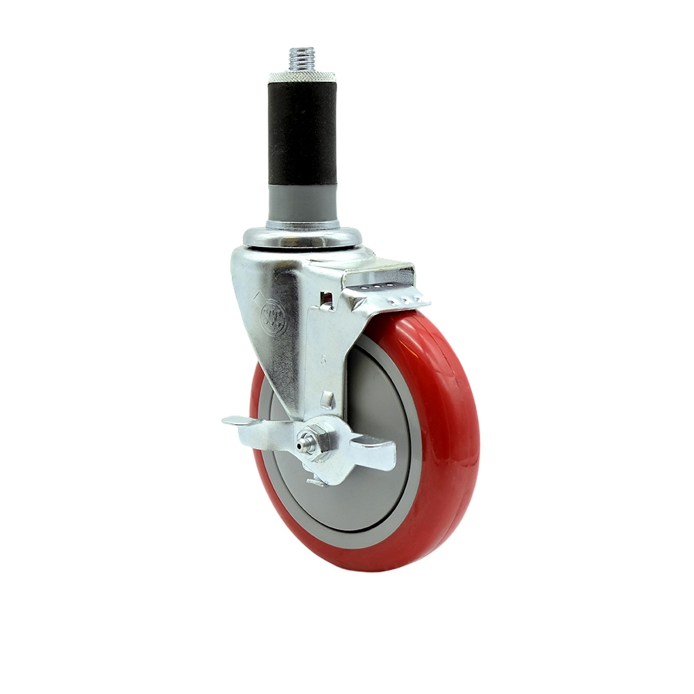 Regency Work Table and Equipment Stand Replacement Locking Caster – 5 inch Red Polyurethane Wheel - Service Caster Brand — photo 1