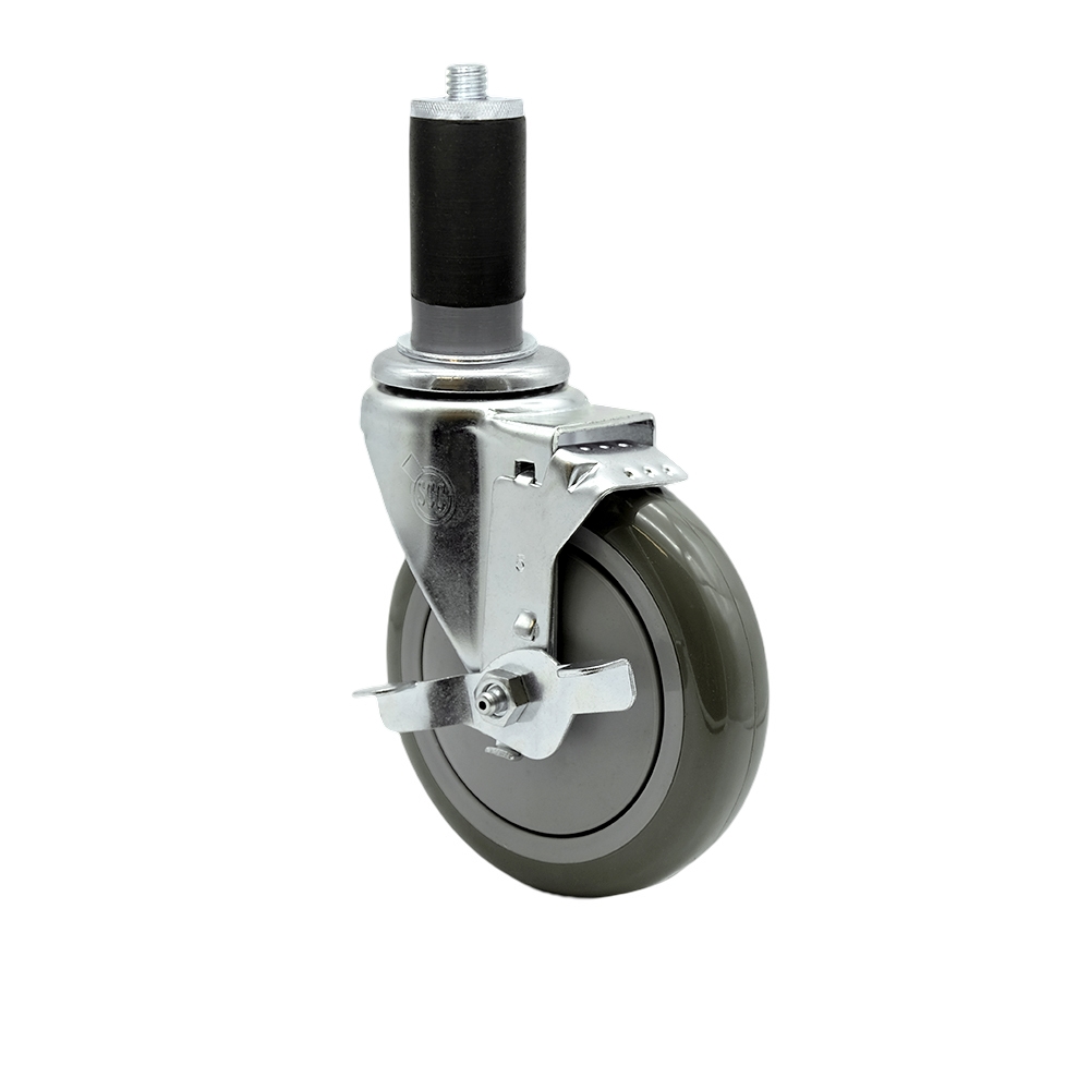 Regency Work Table and Equipment Stand Replacement Locking Caster – 5 inch Gray Polyurethane Wheel - Service Caster Brand — photo 1