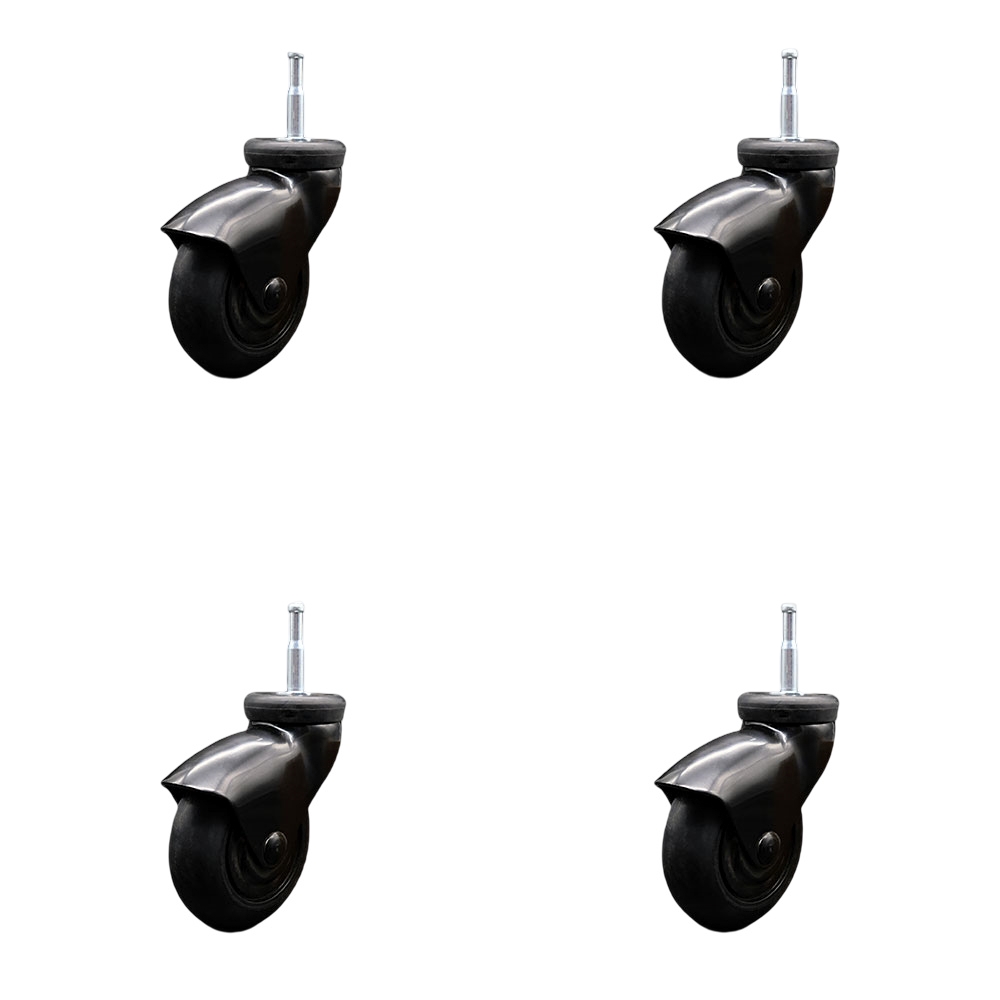 3 Inch Swivel Caster Wheels for Furniture - Black Hooded Neoprene Rubber Wheel with 5/16 Inch Grip Ring Stem - Wood Sockets Included - 440 lbs. Total Capacity - Set of 4 - Service Caster Brand — photo 1