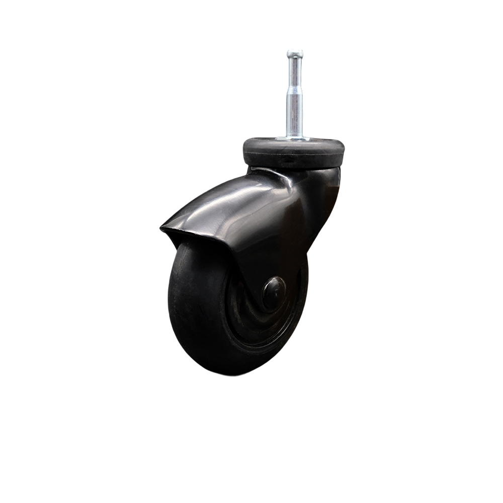 3 Inch Swivel Caster Wheels for Furniture - Black Hooded Neoprene Rubber Wheel with 5/16 Inch Grip Ring Stem - Wood Sockets Included - 110 lbs. Per Caster - Service Caster Brand — photo 1