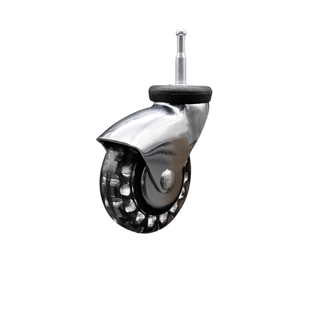 3 Inch Swivel Caster Wheels for Furniture - Bright Chrome Hooded Polyurethane Wheel with 5/16 Inch Grip Ring Stem - Wood Sockets Included - 120 lbs. Per Caster - Service Caster Brand — photo 1