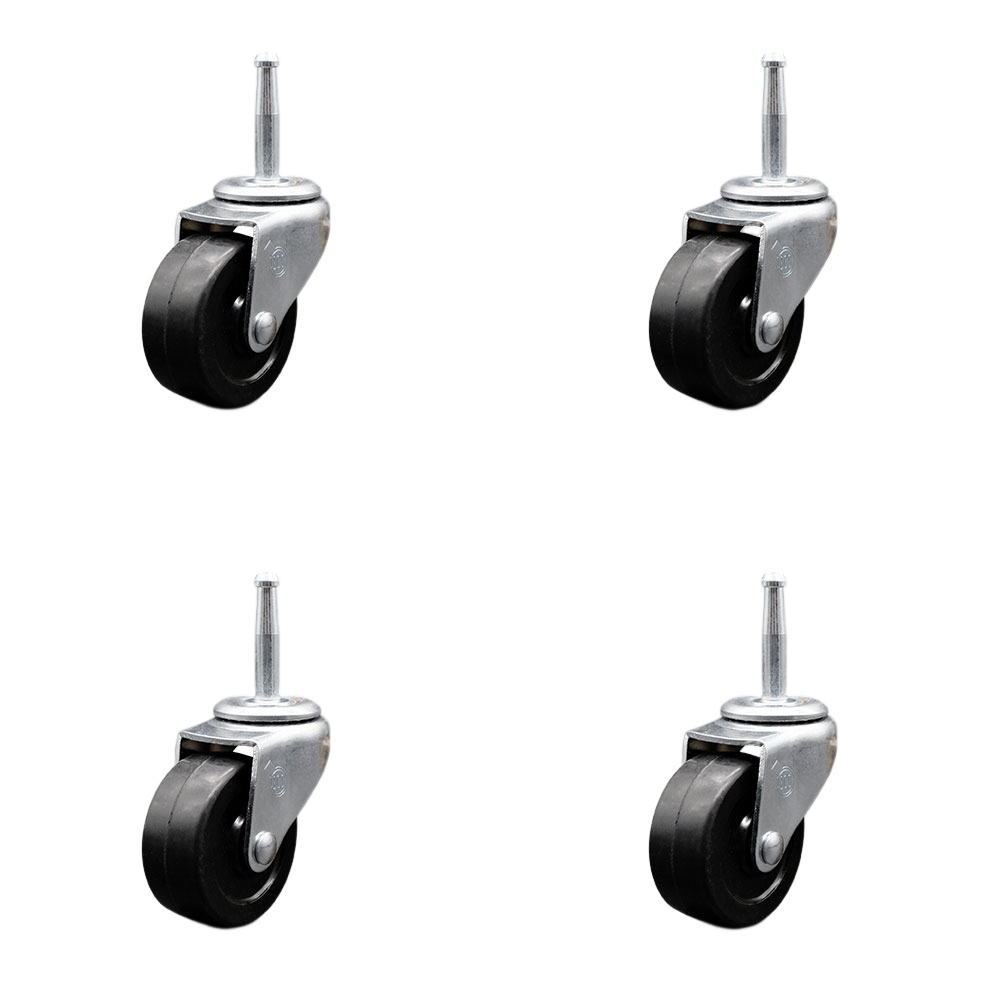2 Inch Swivel Soft Rubber Caster Wheels and 5/16 Inch Grip Neck Stem Casters - 320 lbs. Total Capacity - Sockets Included - Set of 4 - Service Caster Brand — photo 1