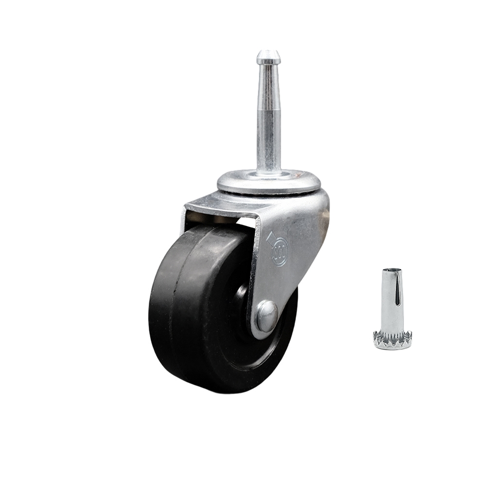 2 Inch Swivel Soft Rubber Caster Wheel and 5/16 Inch Grip Neck Stem Caster - 80 lbs. Per Caster - Socket Included - Service Caster Brand — photo 1