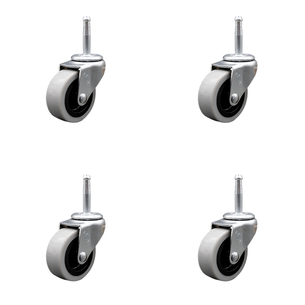 2 Inch Swivel Polyurethane Caster Wheels and 5/16 Inch Grip Neck Stem Casters - 360 lbs. Total Capacity - Sockets Included - Set of 4 - Service Caster Brand — photo 1