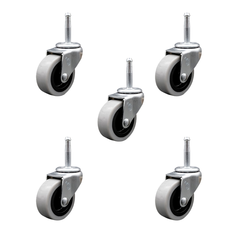 2 Inch Swivel Polyurethane Caster Wheels and 5/16 Inch Grip Neck Stem Casters - 450 lbs. Total Capacity - Sockets Included - Set of 5 - Service Caster Brand — photo 1