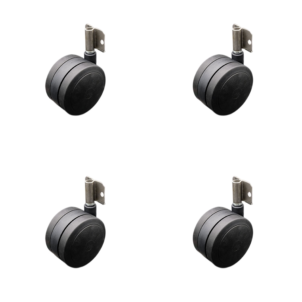 4 Inch Swivel Caster Wheels for Furniture - Thermoplastic Rubber Black Hooded Twin Wheel with Side Mount Bracket - 900 lbs. Total Capacity - Set of 4 - Service Caster Brand — photo 1