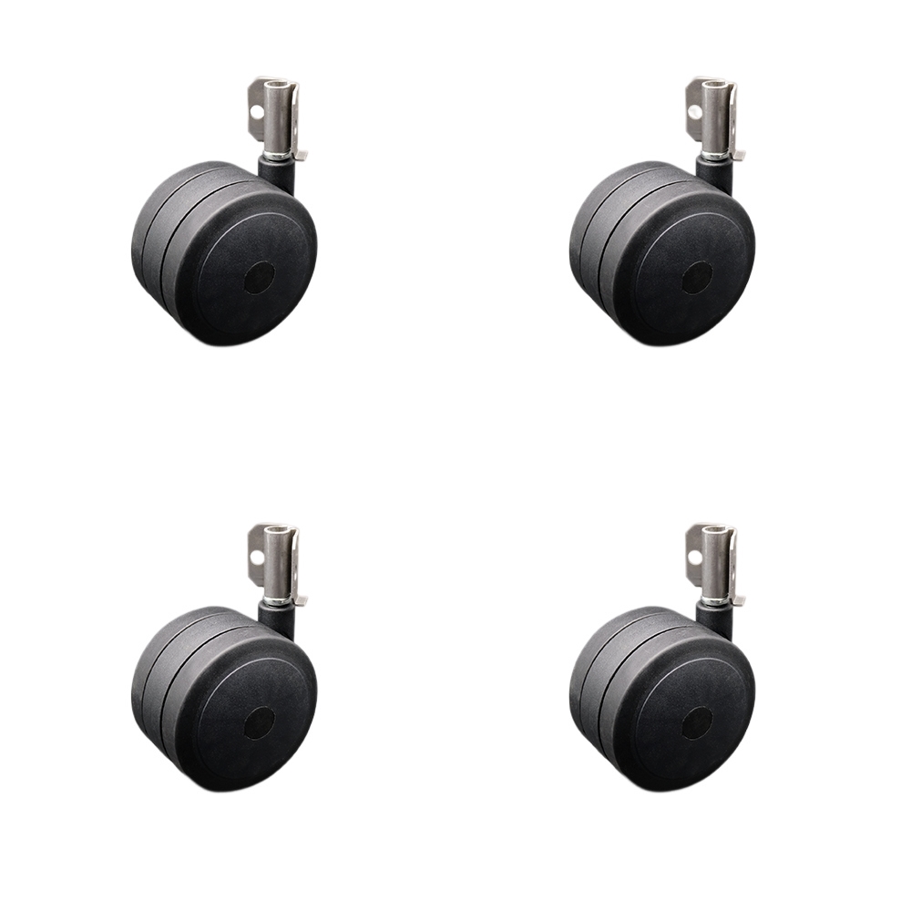 4 Inch Swivel Caster Wheels for Furniture - Thermoplastic Rubber Black Hooded Twin Wheel with Corner Mount Bracket - 900 lbs. Total Capacity - Set of 4 - Service Caster Brand — photo 1