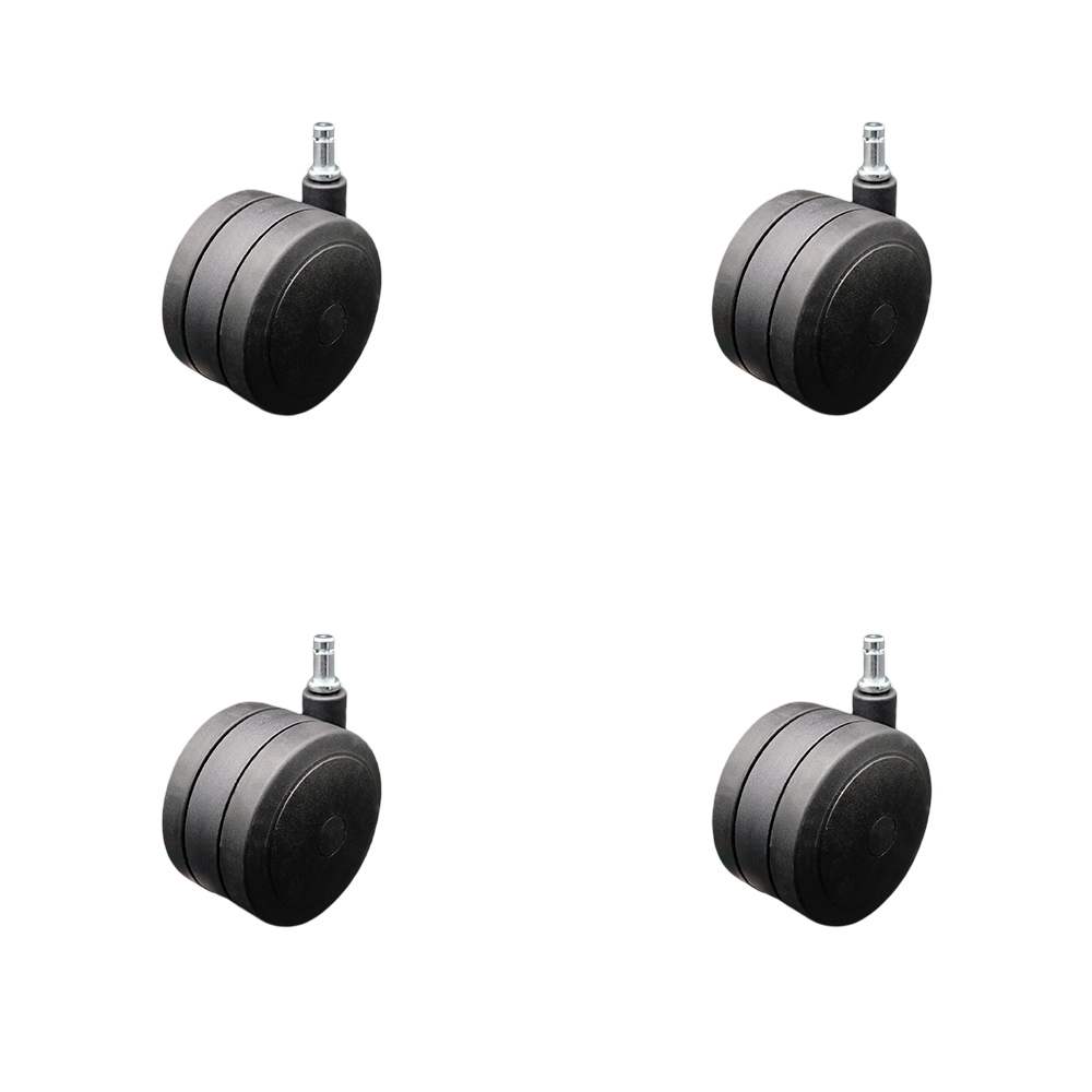 4 Inch Extra Heavy Duty Office Chair Stem Casters Set of 4 - Black Thermoplastic Rubber Twin Wheel with 7/16 Inch by 7/8 Inch Grip Ring Stem Casters - 900 lbs. Total Capacity - Service Caster Brand — photo 1