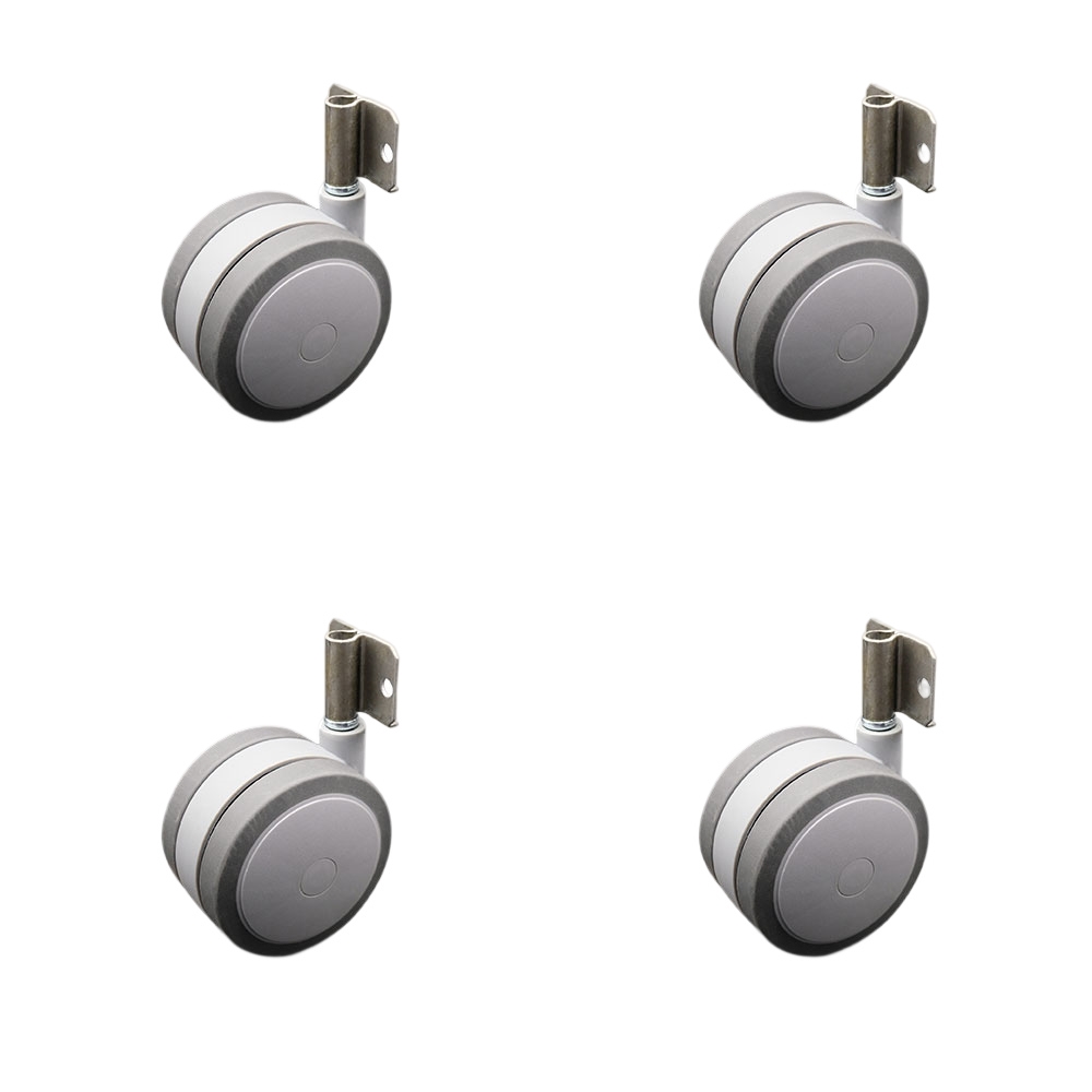 4 Inch Swivel Caster Wheels for Furniture - Thermoplastic Rubber Gray Hooded Twin Wheel with Side Mount Bracket - 900 lbs. Total Capacity - Set of 4 - Service Caster Brand — photo 1
