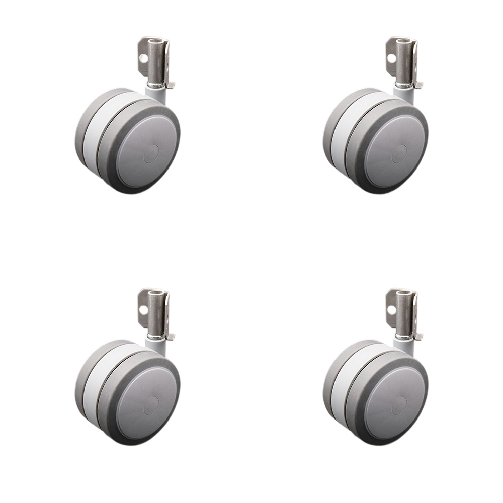 4 Inch Swivel Caster Wheels for Furniture - Thermoplastic Rubber Gray Hooded Twin Wheel with Corner Mount Bracket - 900 lbs. Total Capacity - Set of 4 - Service Caster Brand — photo 1
