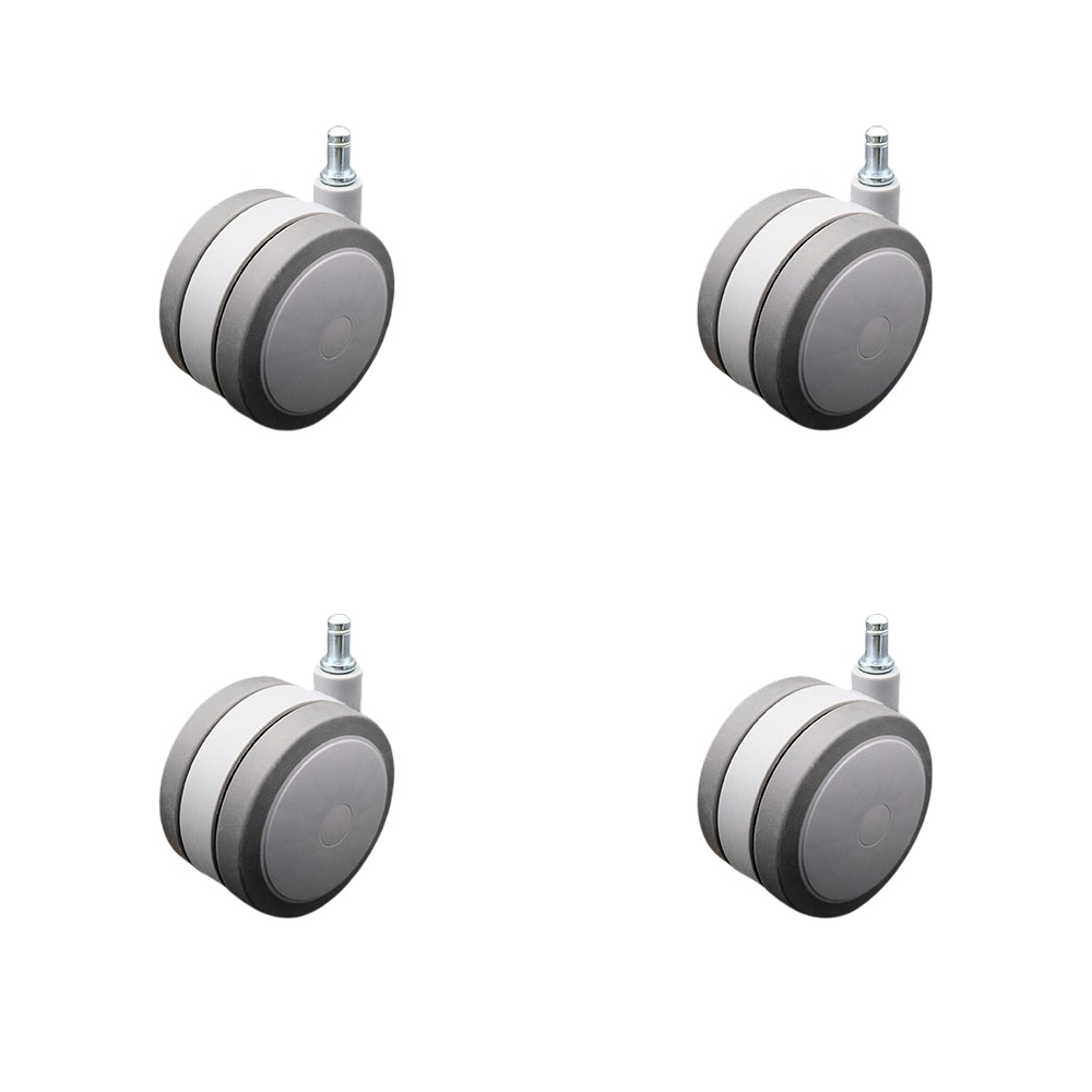 3 Inch Extra Heavy Duty Office Chair Stem Casters Set of 4 - Gray Thermoplastic Rubber Twin Wheel with 7/16 Inch by 7/8 Inch Grip Ring Stem Casters - 900 lbs. Total Capacity - Service Caster Brand — photo 1
