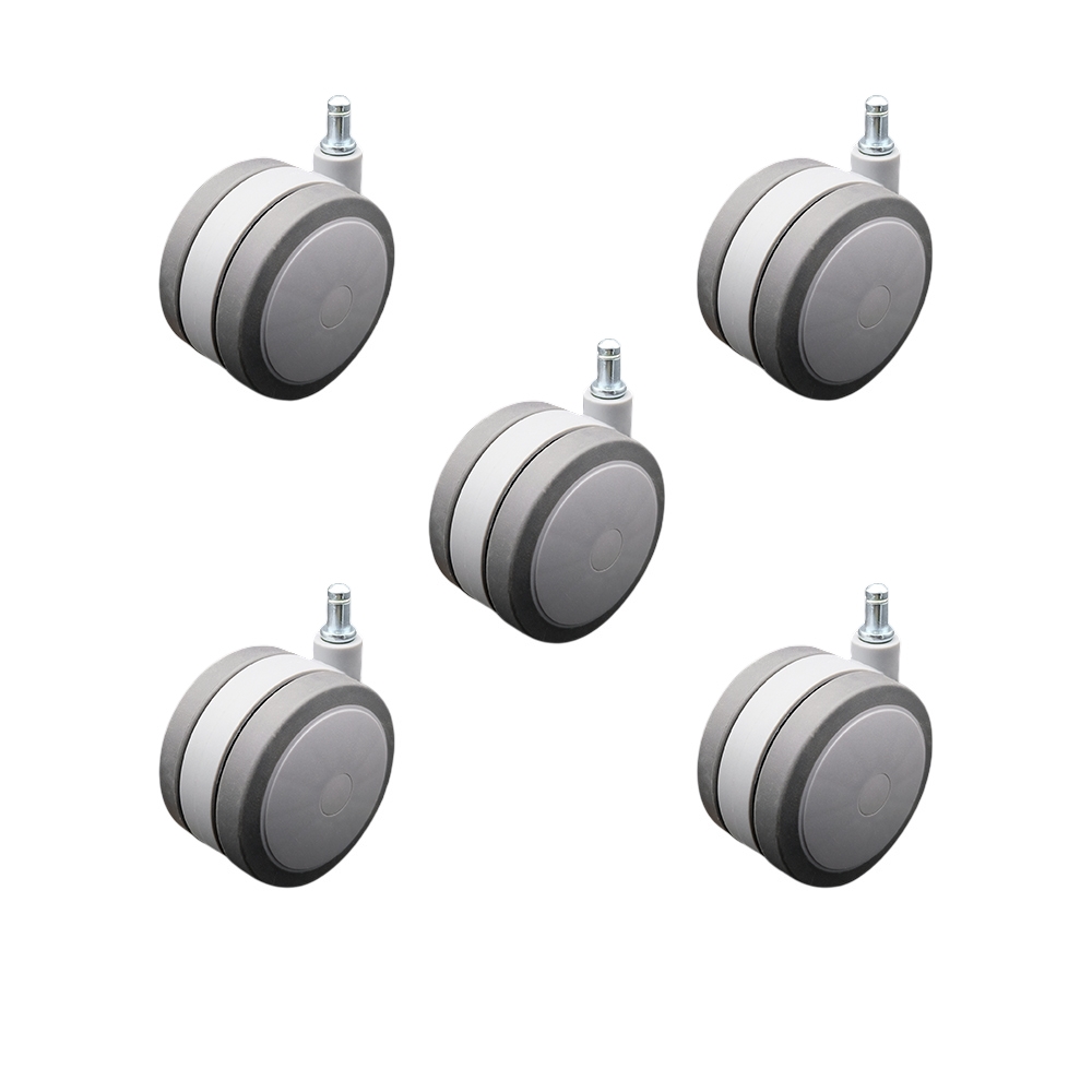 3 Inch Extra Heavy Duty Office Chair Stem Casters Set of 5 - Gray Thermoplastic Rubber Twin Wheel with 7/16 Inch by 7/8 Inch Grip Ring Stem Casters - 1,125 lbs. Total Capacity - Service Caster Brand — photo 1