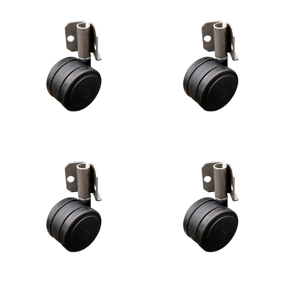 2 Inch Swivel Caster Wheels for Furniture - Thermoplastic Rubber Black Hooded Twin Wheel with Corner Mount Bracket - 300 lbs. Total Capacity - Set of 4 - Service Caster Brand — photo 1
