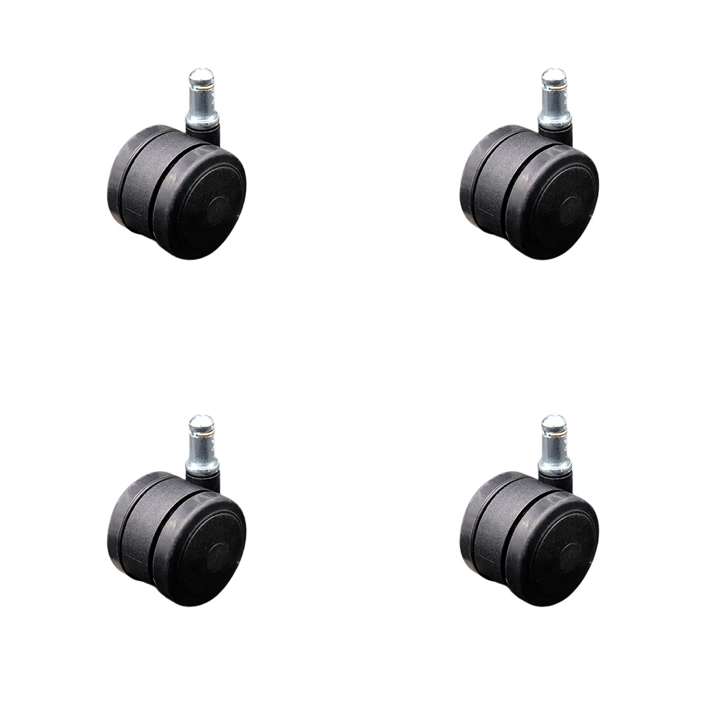 2 Inch Office Chair Stem Casters Set of 4 - Black Thermoplastic Rubber Twin Wheel with 7/16 Inch by 7/8 Inch Grip Ring Stem Casters - 300 lbs. Total Capacity - Service Caster Brand — photo 1