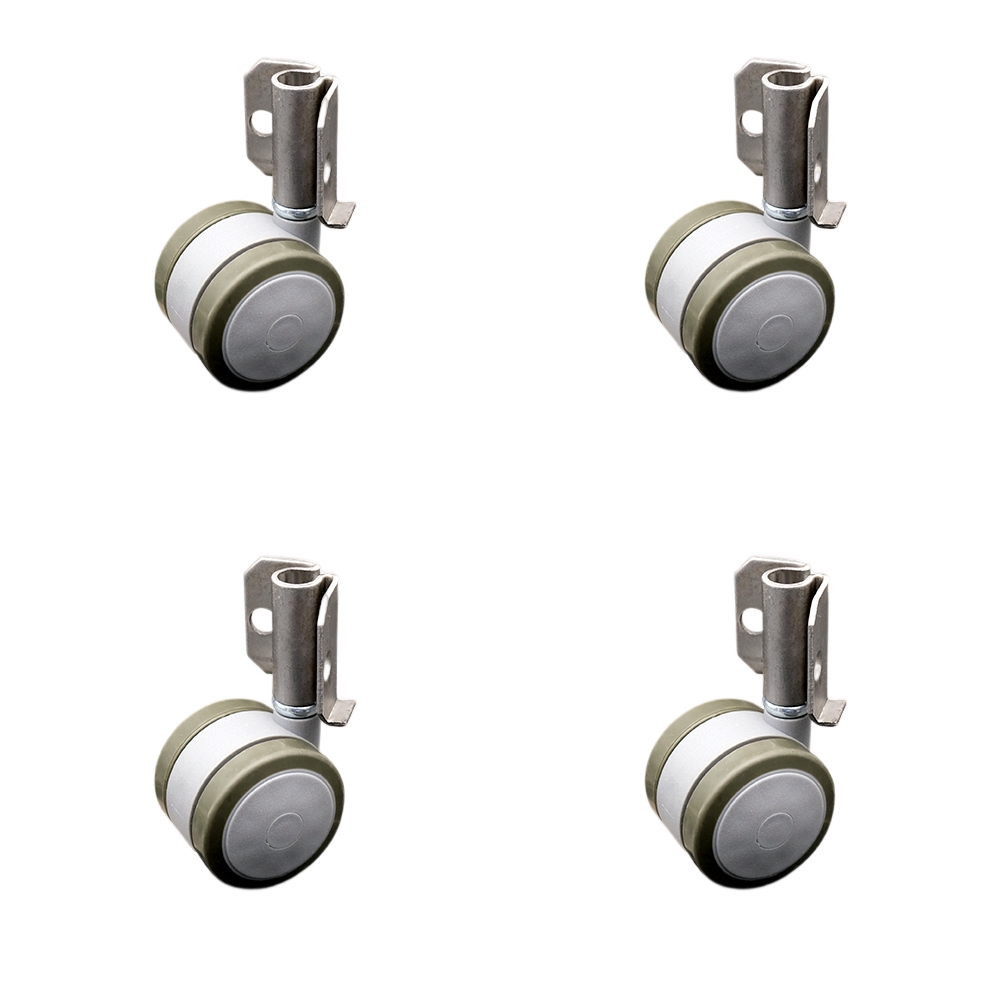 2 Inch Swivel Caster Wheels for Furniture - Thermoplastic Rubber Gray Hooded Twin Wheel with Corner Mount Bracket - 300 lbs. Total Capacity - Set of 4 - Service Caster Brand — photo 1