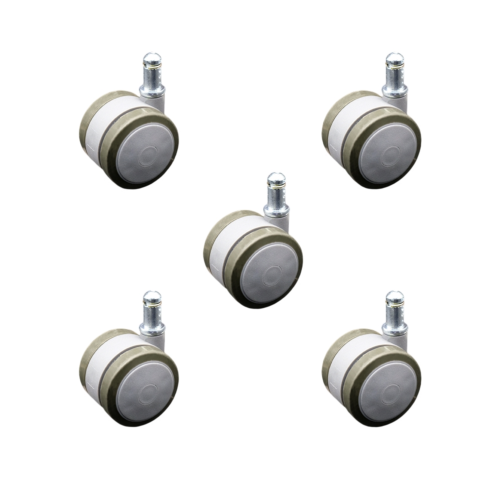 2 Inch Office Chair Stem Casters Set of 5 - Gray Thermoplastic Rubber Twin Wheel with 7/16 Inch by 7/8 Inch Grip Ring Stem Casters - 375 lbs. Total Capacity - Service Caster Brand — photo 1
