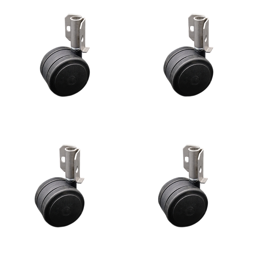 2-3/8 Inch Swivel Caster Wheels for Furniture - Thermoplastic Rubber Black Hooded Twin Wheel with Corner Mount Bracket - 400 lbs. Total Capacity - Set of 4 - Service Caster Brand — photo 1