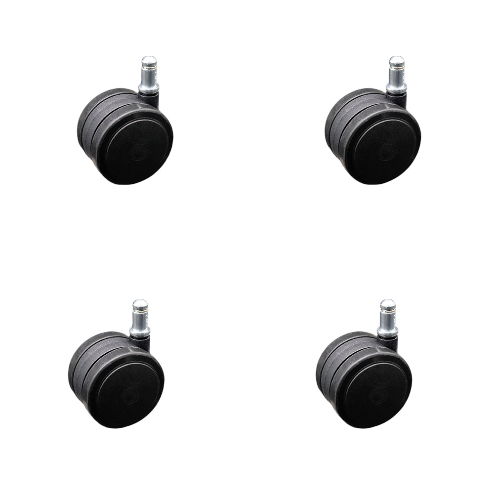 2.375 Inch Office Chair Stem Casters Set of 4 - Black Thermoplastic Rubber Twin Wheel with 7/16 Inch by 7/8 Inch Grip Ring Stem Casters - 400 lbs. Total Capacity - Service Caster Brand — photo 1