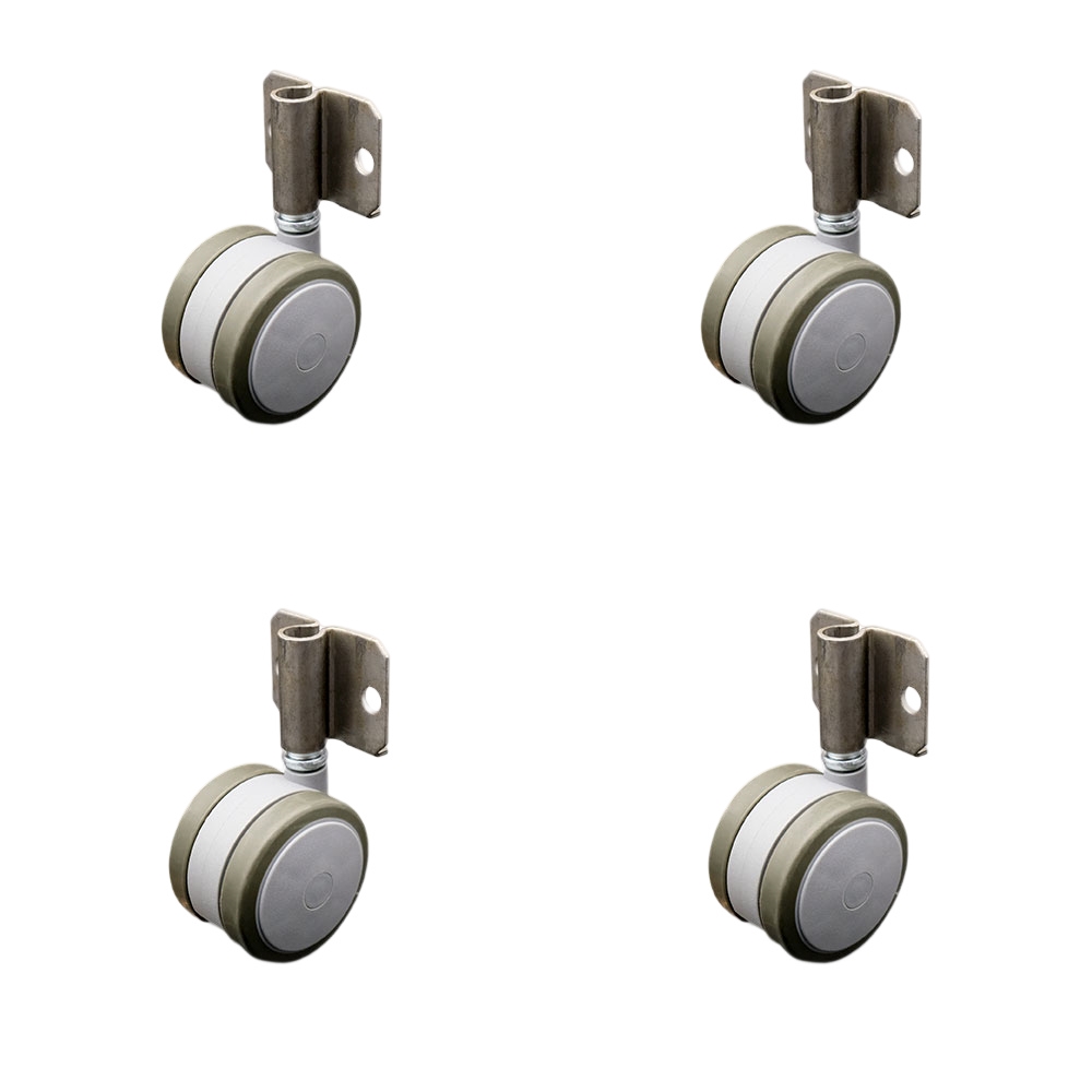 2-3/8 Inch Swivel Caster Wheels for Furniture - Thermoplastic Rubber Gray Hooded Twin Wheel with Side Mount Bracket - 400 lbs. Total Capacity - Set of 4 - Service Caster Brand — photo 1