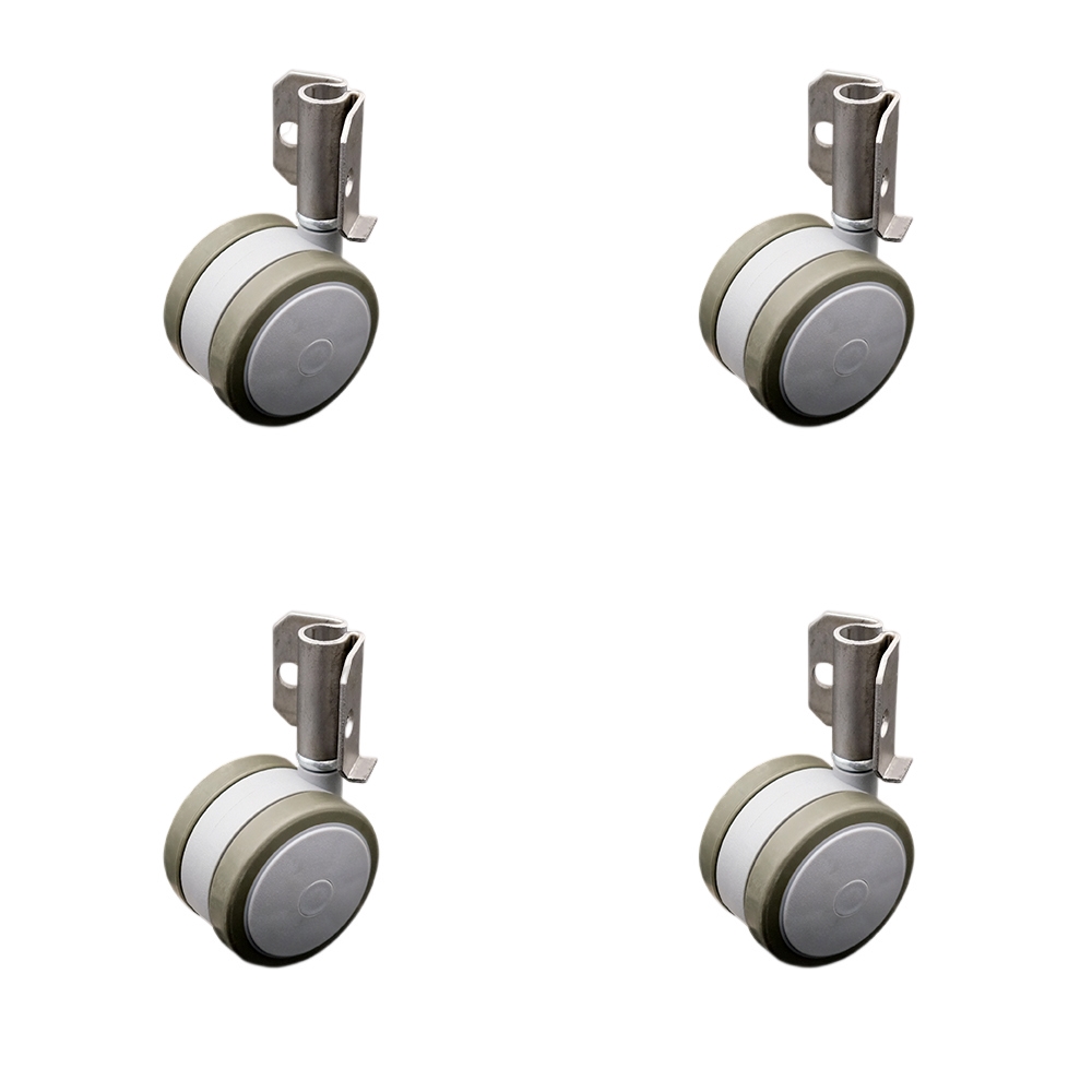 2-3/8 Inch Swivel Caster Wheels for Furniture - Thermoplastic Rubber Gray Hooded Twin Wheel with Corner Mount Bracket - 400 lbs. Total Capacity - Set of 4 - Service Caster Brand — photo 1