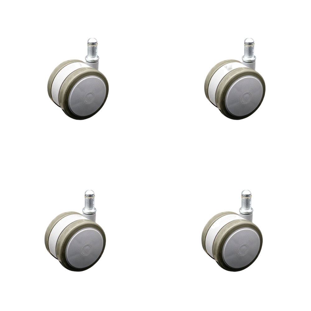 2.375 Inch Office Chair Stem Casters Set of 4 - Gray Thermoplastic Rubber Twin Wheel with 7/16 Inch by 7/8 Inch Grip Ring Stem Casters - 400 lbs. Total Capacity - Service Caster Brand — photo 1