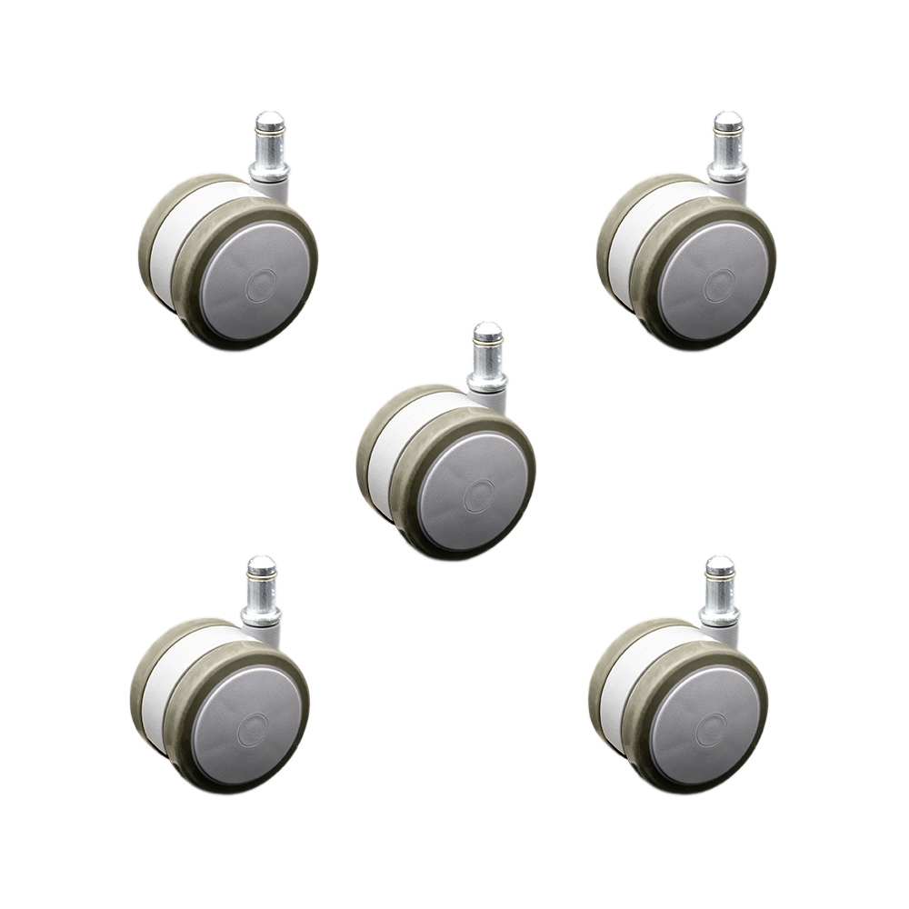 2.375 Inch Office Chair Stem Casters Set of 5 - Gray Thermoplastic Rubber Twin Wheel with 7/16 Inch by 7/8 Inch Grip Ring Stem Casters - 500 lbs. Total Capacity - Service Caster Brand — photo 1