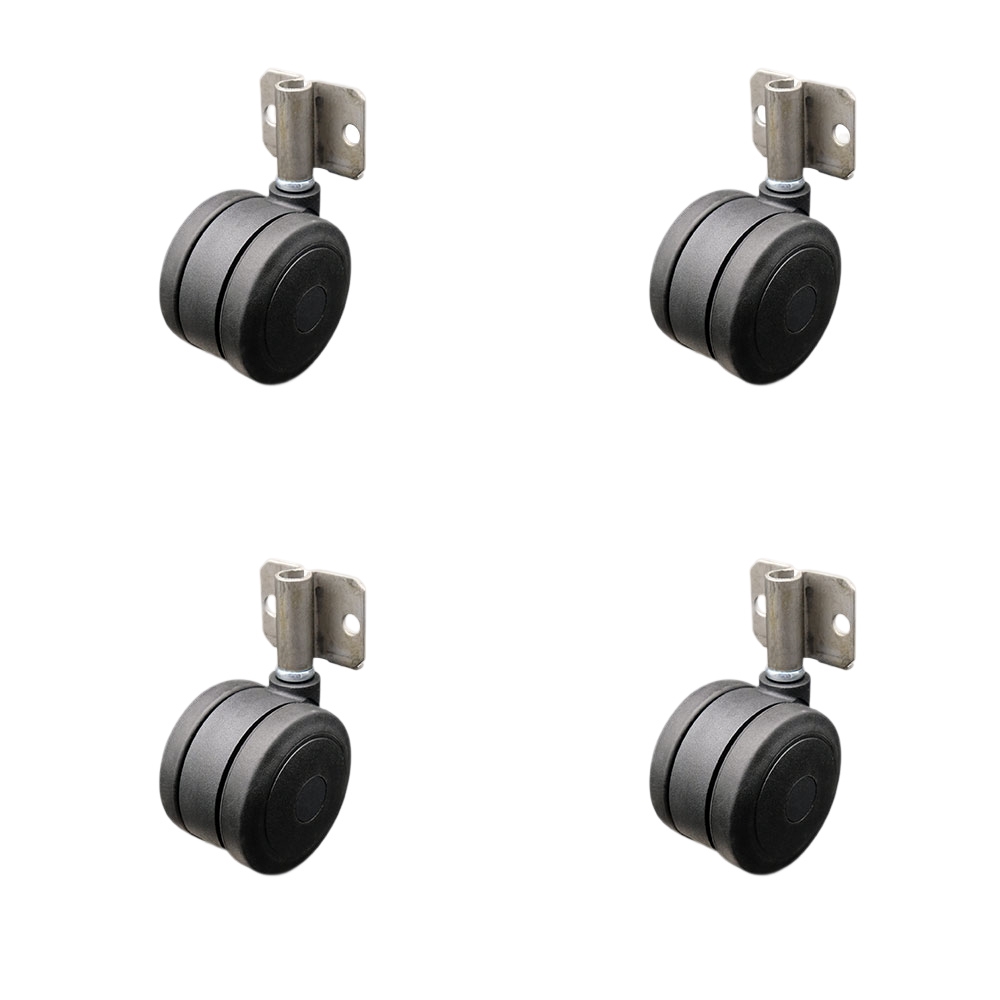 3 Inch Swivel Caster Wheels for Furniture - Thermoplastic Rubber Black Hooded Twin Wheel with Side Mount Bracket - 660 lbs. Total Capacity - Set of 4 - Service Caster Brand — photo 1