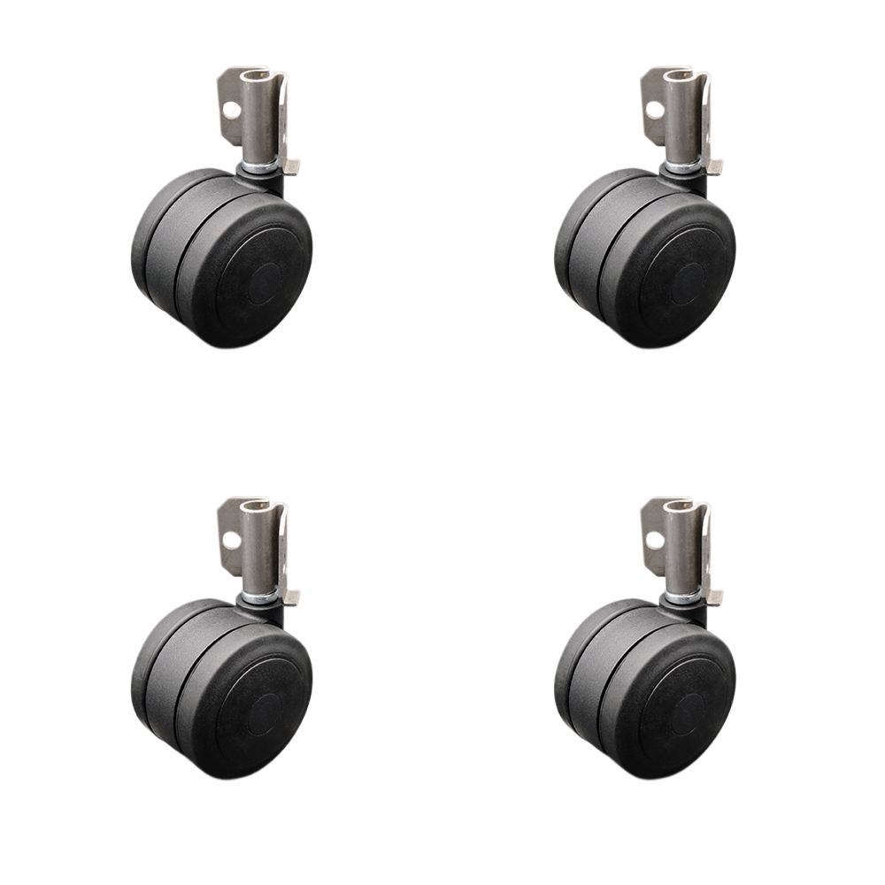 3 Inch Swivel Caster Wheels for Furniture - Thermoplastic Rubber Black Hooded Twin Wheel with Corner Mount Bracket - 660 lbs. Total Capacity - Set of 4 - Service Caster Brand — photo 1