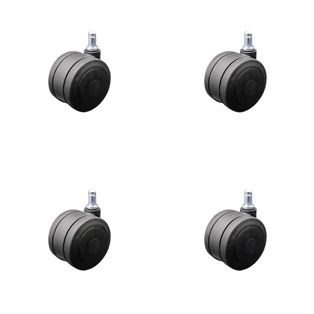3 Inch Heavy Duty Office Chair Stem Casters Set of 4 - Black Thermoplastic Rubber Twin Wheel with 7/16 Inch by 7/8 Inch Grip Ring Stem Casters - 660 lbs. Total Capacity - Service Caster Brand — photo 1