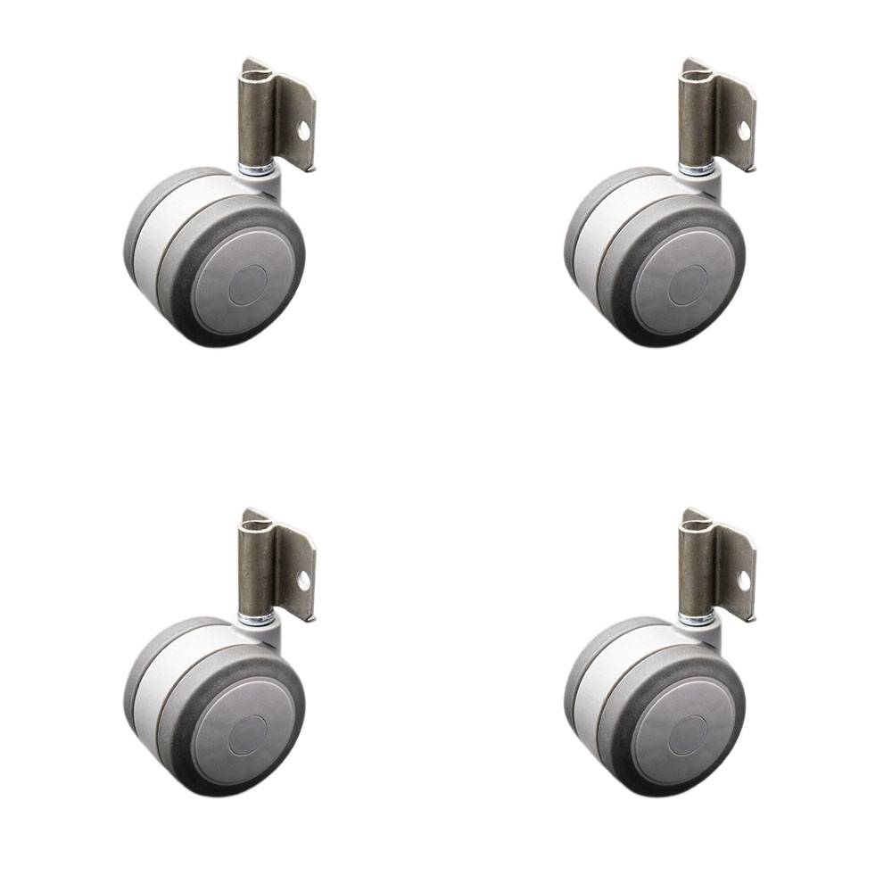 3 Inch Swivel Caster Wheels for Furniture - Thermoplastic Rubber Gray Hooded Twin Wheel with Side Mount Bracket - 660 lbs. Total Capacity - Set of 4 - Service Caster Brand — photo 1