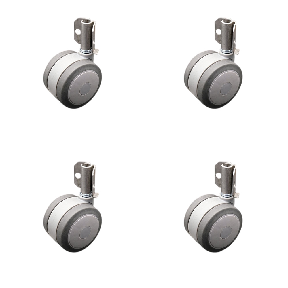 3 Inch Swivel Caster Wheels for Furniture - Thermoplastic Rubber Gray Hooded Twin Wheel with Corner Mount Bracket - 660 lbs. Total Capacity - Set of 4 - Service Caster Brand — photo 1