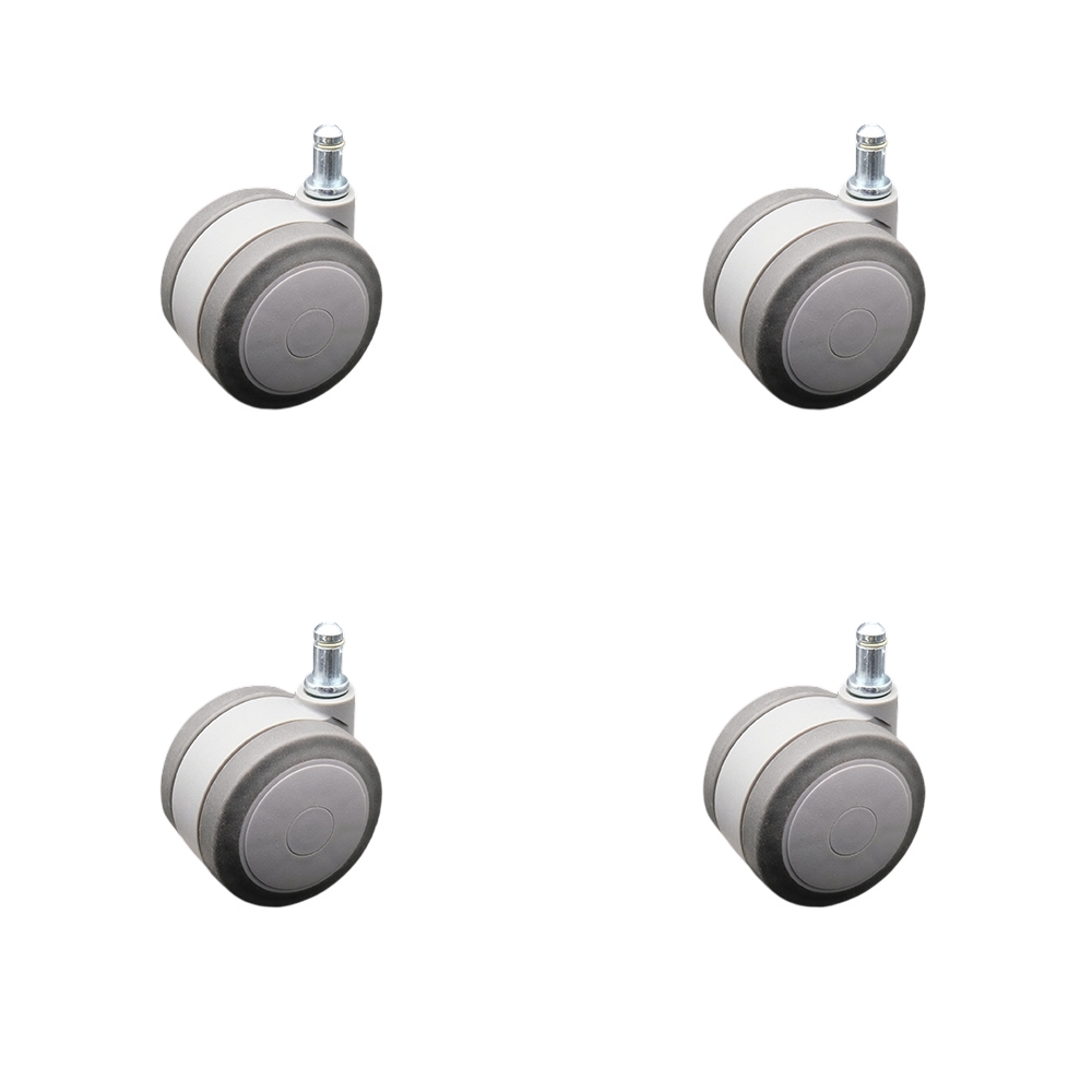 3 Inch Heavy Duty Office Chair Stem Casters Set of 4 - Gray Thermoplastic Rubber Twin Wheel with 7/16 Inch by 7/8 Inch Grip Ring Stem Casters - 660 lbs. Total Capacity - Service Caster Brand — photo 1