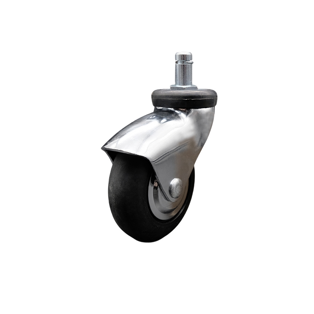 3 Inch Swivel Caster Wheels for Furniture - Bright Chrome Hooded Neoprene Rubber Wheel with 7/16 Inch by 7/8 Inch Grip Ring Stem - 110 lbs. Per Caster - Service Caster Brand — photo 1