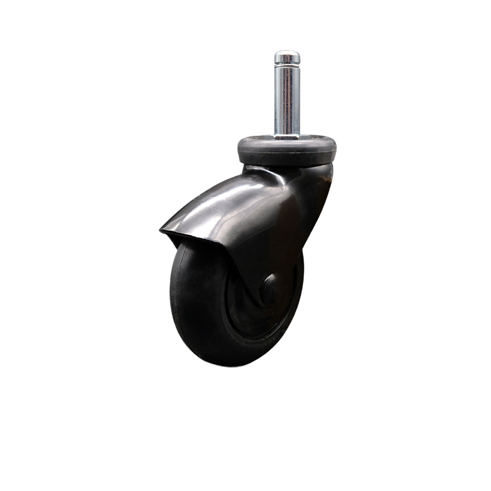 3 Inch Swivel Caster Wheels for Furniture - Black Hooded Neoprene Rubber Wheel with 7/16 Inch by 1-3/8 Inch Grip Ring Stem - 110 lbs. Per Caster - Service Caster Brand — photo 1