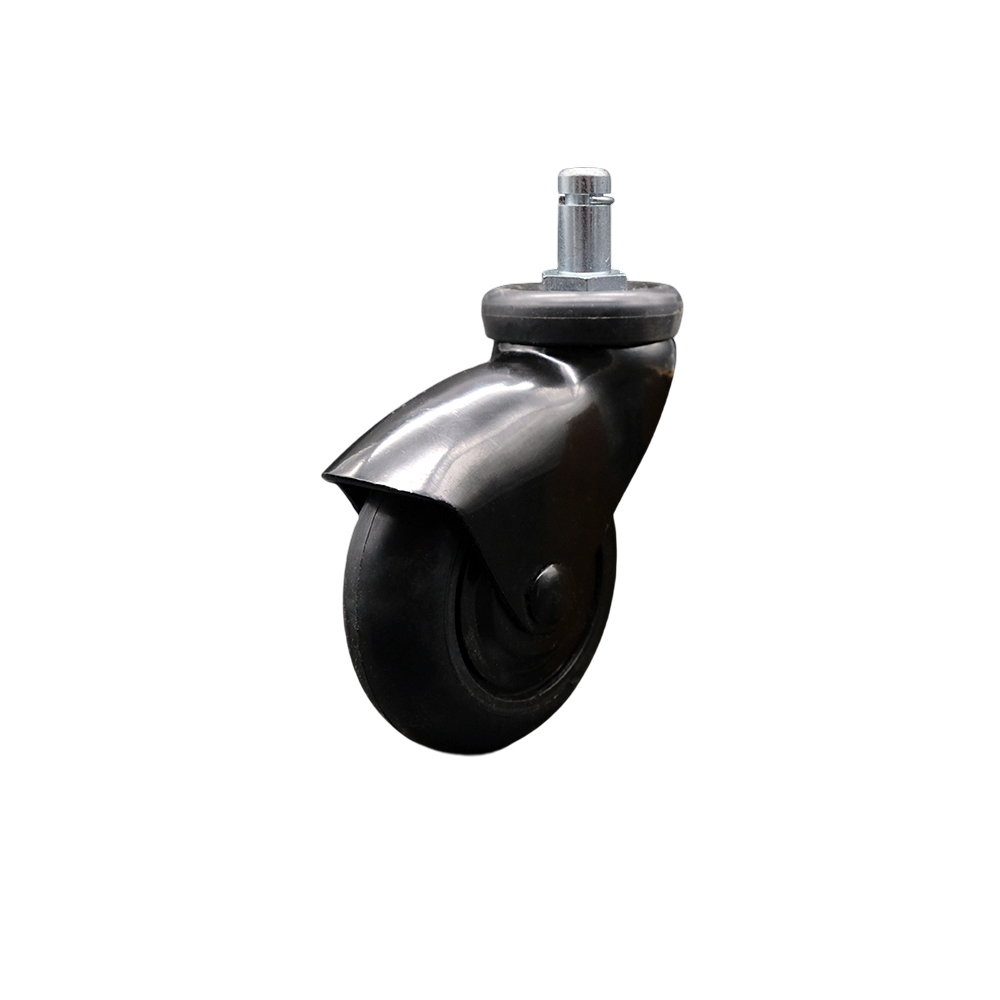 3 Inch Swivel Caster Wheels for Furniture - Black Hooded Neoprene Rubber Wheel with 7/16 Inch by 7/8 Inch Grip Ring Stem - 110 lbs. Per Caster - Service Caster Brand — photo 1