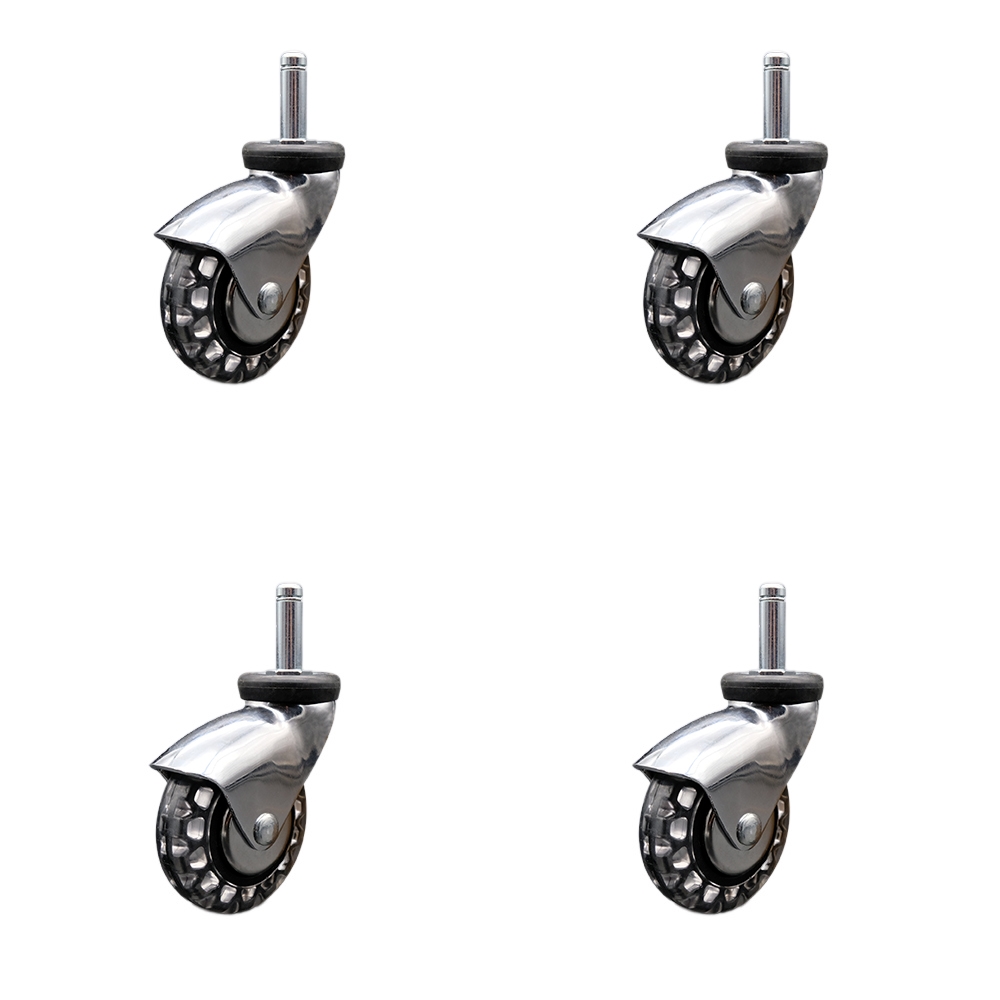 3 c lip stem casters 3" Hard Rubber Wheel Caster w/ Brake, 7/16"-14 - 300 Lbs Capacity yet soft ride 3STSRS 3 Threaded Stem Caster
