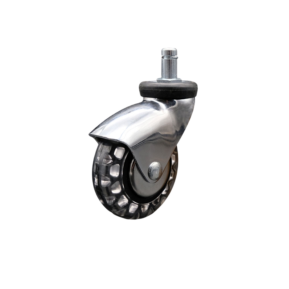 3 Inch Swivel Caster Wheels for Furniture - Bright Chrome Hooded Polyurethane Wheel with 7/16 Inch by 7/8 Inch Grip Ring Stem - 120 lbs. Per Caster - Service Caster Brand — photo 1