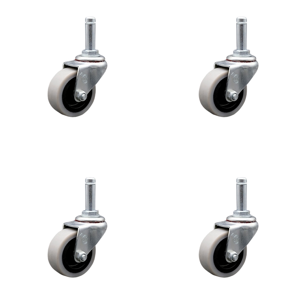 2 Inch Swivel Thermoplastic Rubber Caster Wheels and 7/16 Inch by 1-3/8 Inch Grip Ring Stem Caster - 320 lbs. Total Capacity - Set of 4 - Service Caster Brand — photo 1