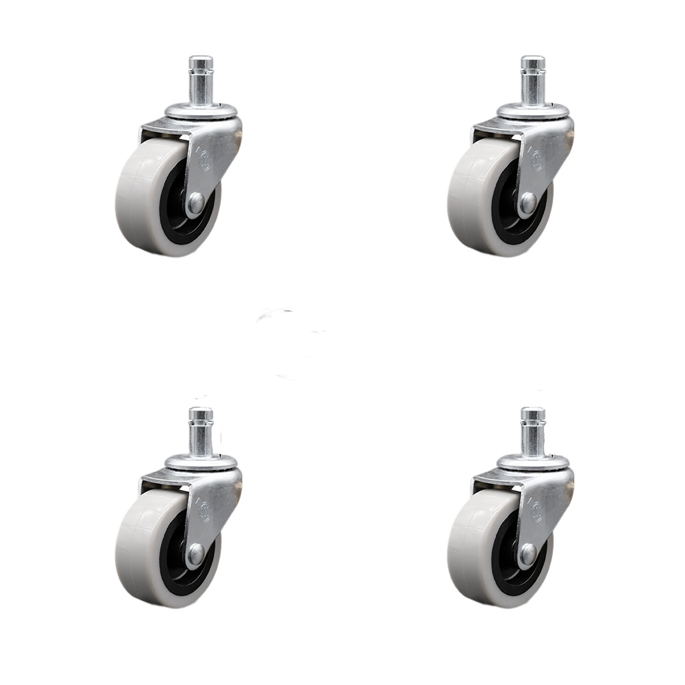 2 Inch Swivel Thermoplastic Rubber Caster Wheels and 7/16 Inch by 7/8 Inch Grip Ring Stem Caster - 320 lbs. Total Capacity - Set of 4 - Service Caster Brand — photo 1