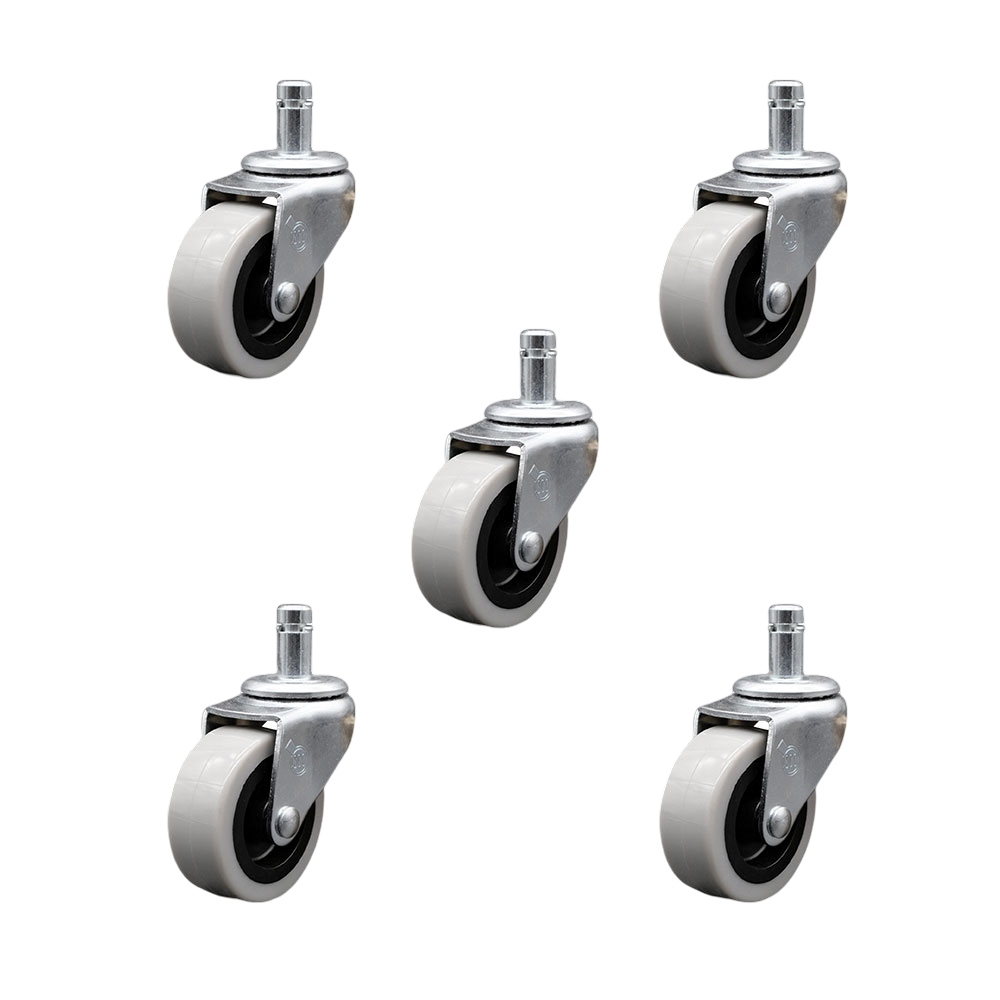2 Inch Swivel Polyurethane Caster Wheels and 7/16 Inch by 7/8 Inch Grip Ring Stem Casters - 450 lbs. Total Capacity - Set of 5 - Service Caster Brand — photo 1