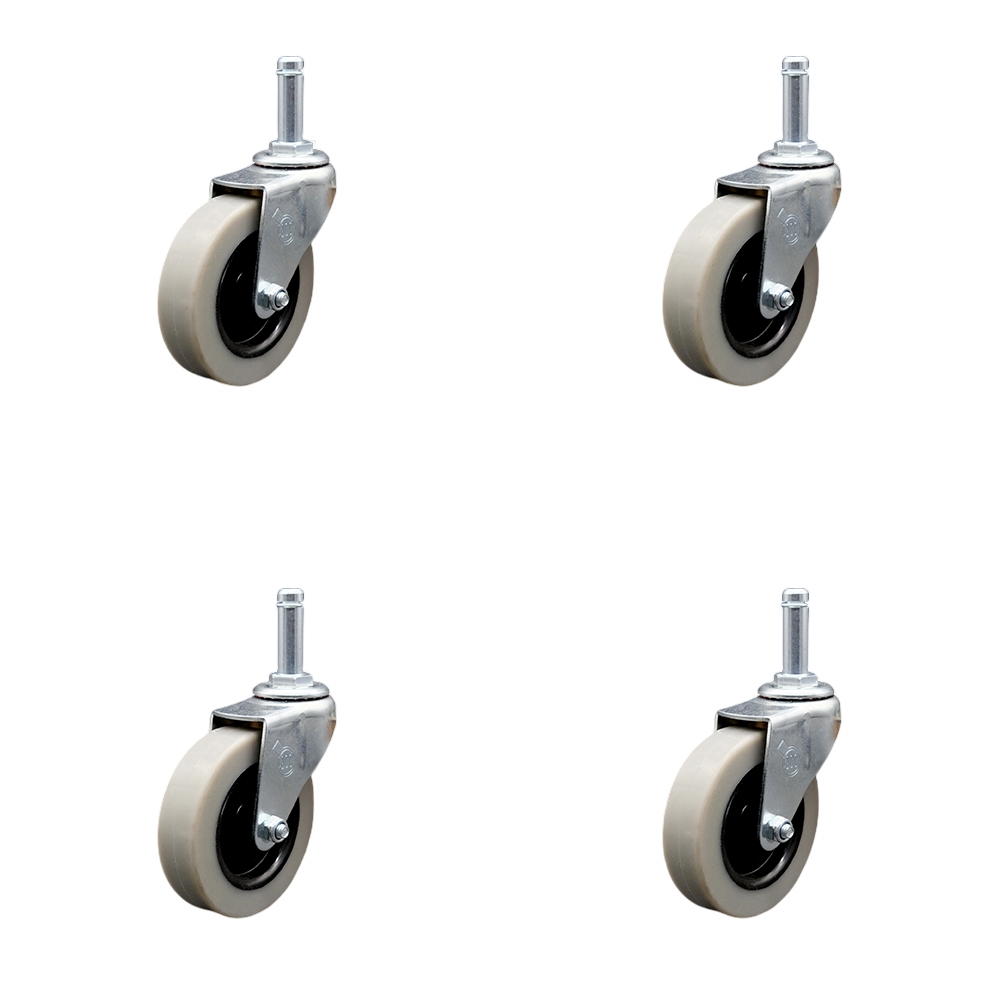 3 Inch Swivel Thermoplastic Rubber Caster Wheels and 7/16 Inch by 1-3/8 Inch Grip Ring Stem Caster - 440 lbs. Total Capacity - Set of 4 - Service Caster Brand — photo 1