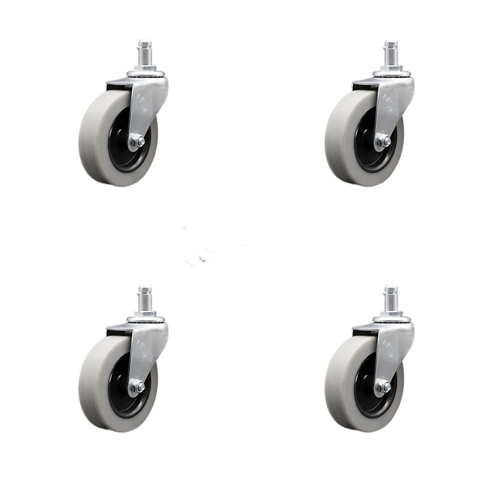 3 Inch Swivel Thermoplastic Rubber Caster Wheels and 7/16 Inch by 7/8 Inch Grip Ring Stem Caster - 440 lbs. Total Capacity - Set of 4 - Service Caster Brand — photo 1