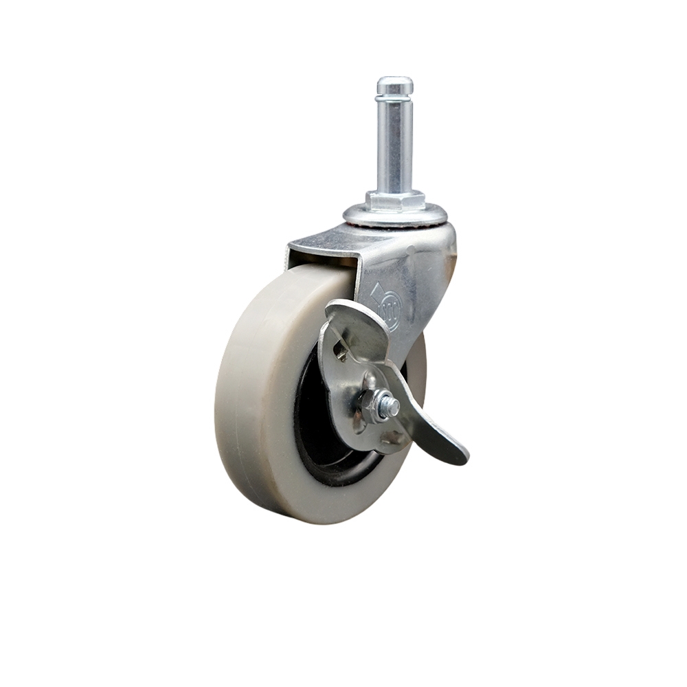 Service Caster Brand Replacement for Colson Caster 1.03351.441 MTG2 BRK3 - 3 Inch Swivel Thermoplastic Rubber Caster and 7/16 x 1-3/8 Grip Ring Stem and Brake - 110 lbs./caster — photo 1