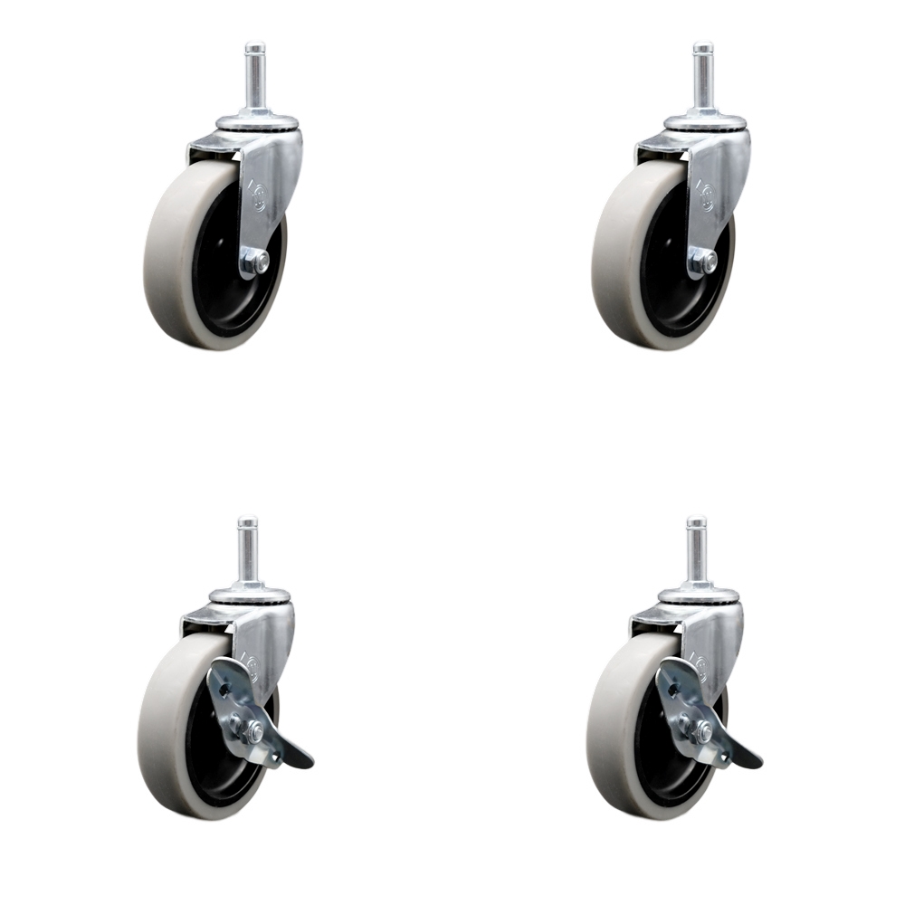 Choice Bussing Utility Cart Caster Set - Replacement Caster Set - Includes 2 Swivel Casters and 2 Swivel Caster with Brakes - Set of 4 - Service Caster Brand — photo 1