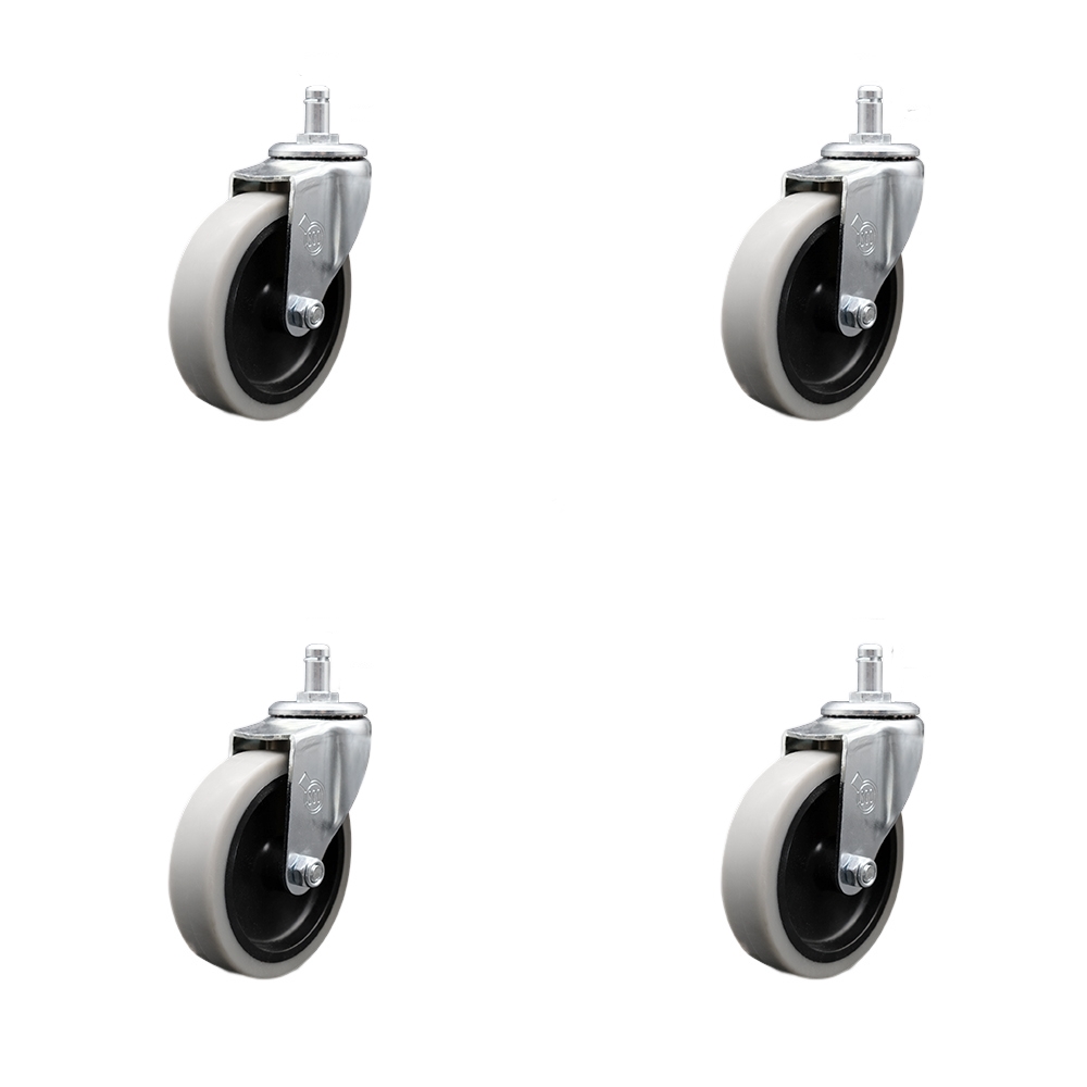 4 Inch Swivel Thermoplastic Rubber Caster Wheels and 7/16 Inch by 7/8 Inch Grip Ring Stem Caster - 500 lbs. Total Capacity - Set of 4 - Service Caster Brand — photo 1